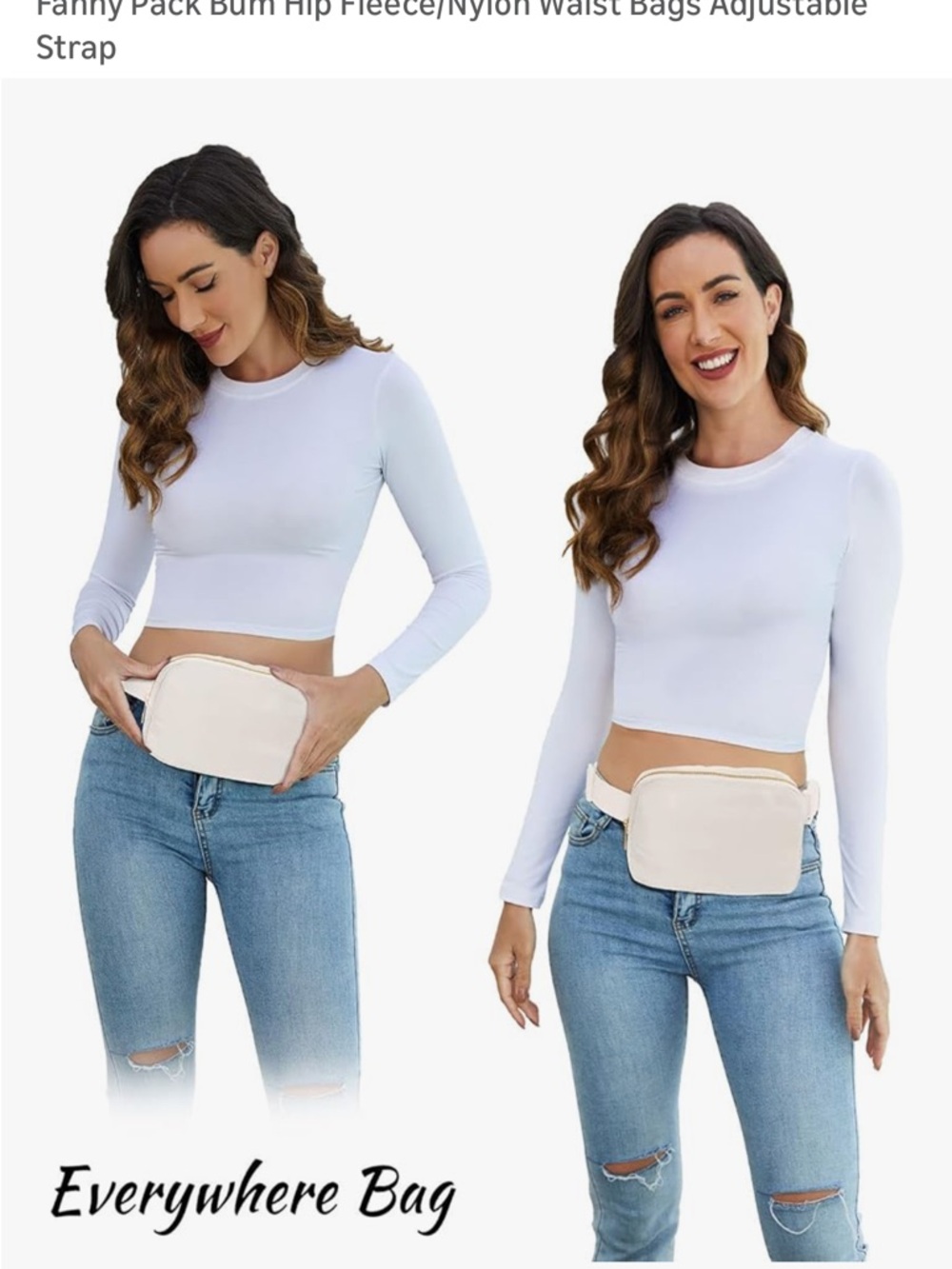 Cream Crossbody Sling Bag with Adjustable Strap. Can be used as a belt bag - Picture 5 of 6